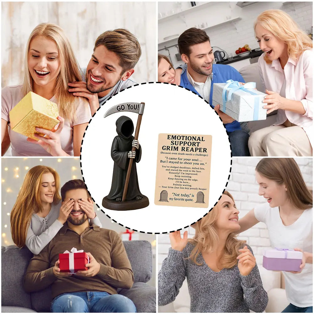 Grim Reaper Resin Figurine Handcrafted Emotional Support Cat CovenantedCompanionGothic