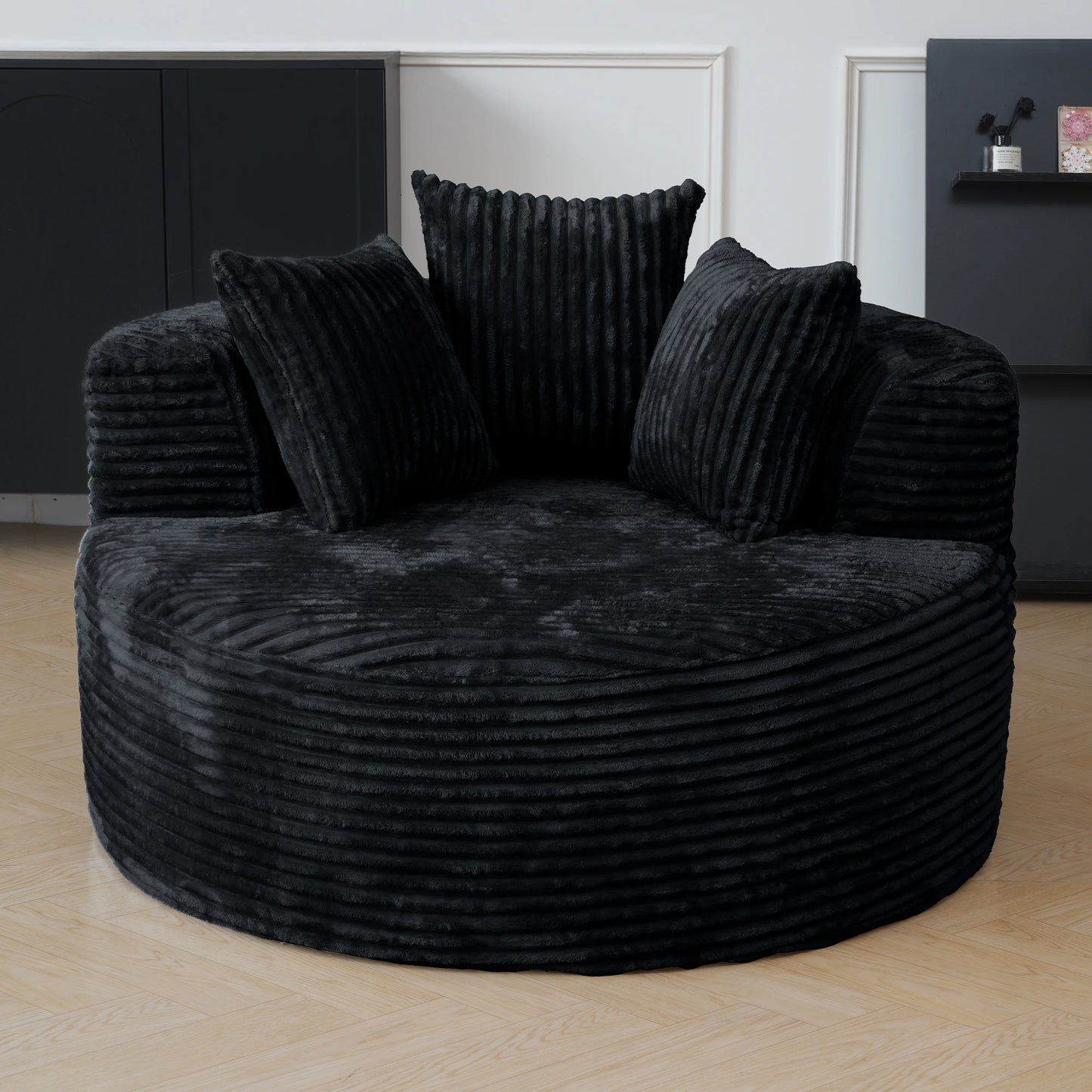 Sdorens Round Chair Lounge Chaise Plush Faux Fur