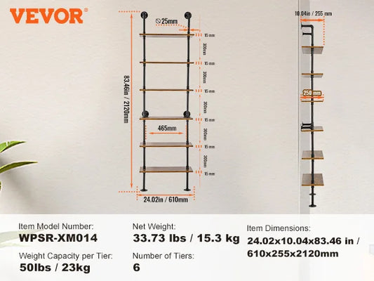 SucceBuy Industrial Pipe Shelf Wall Mount Three Tier Rack