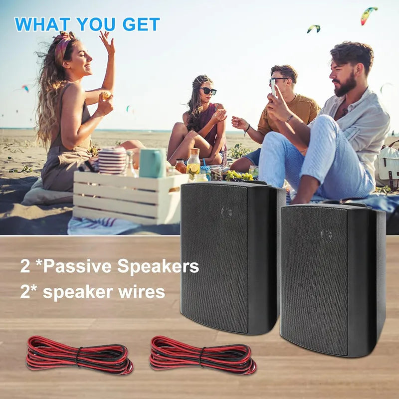 Herdio Outdoor Wired Waterproof Wall Mount Speakers Pair 400W