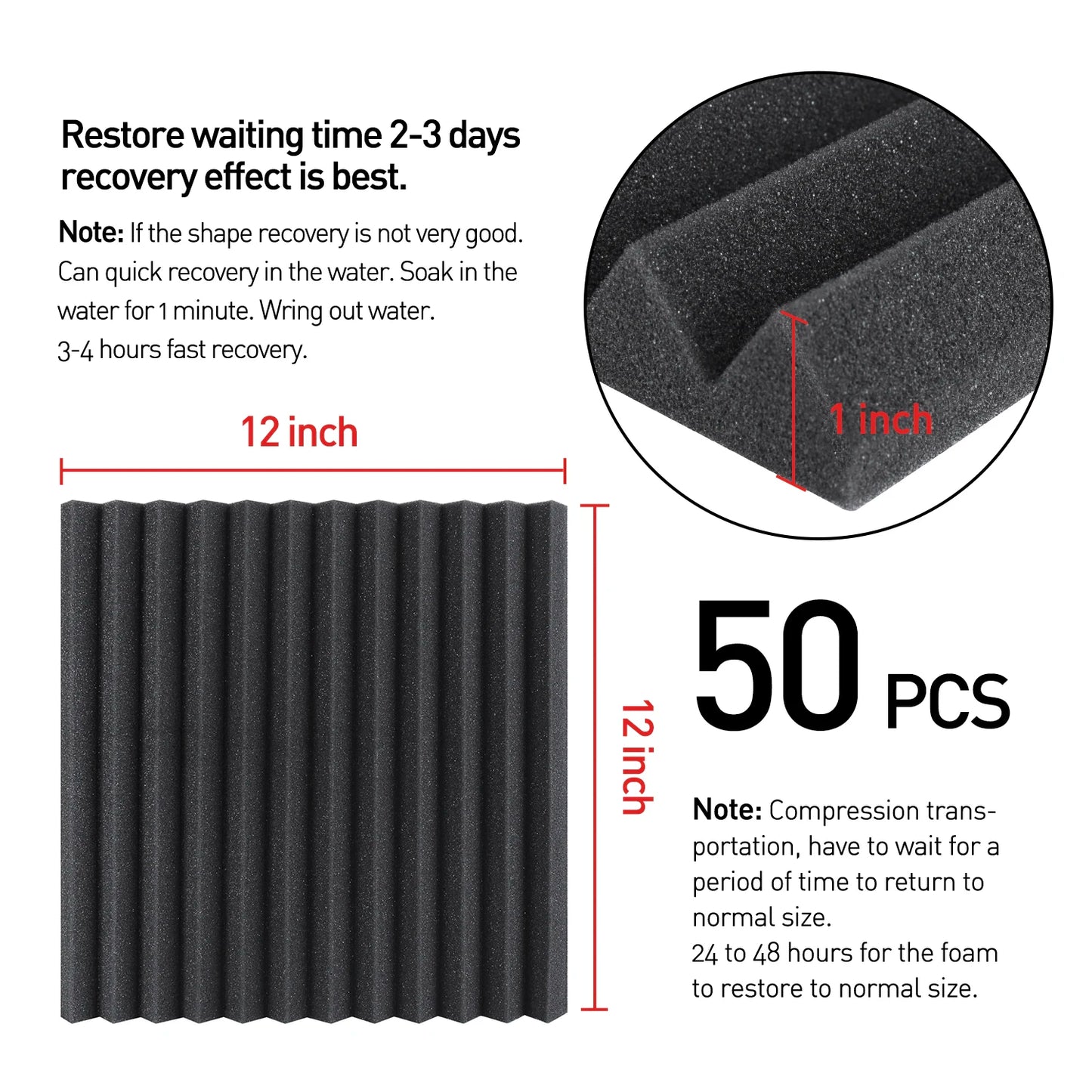 FOCUSOUNC Acoustic Foam Panels 52 Pack For Home Office