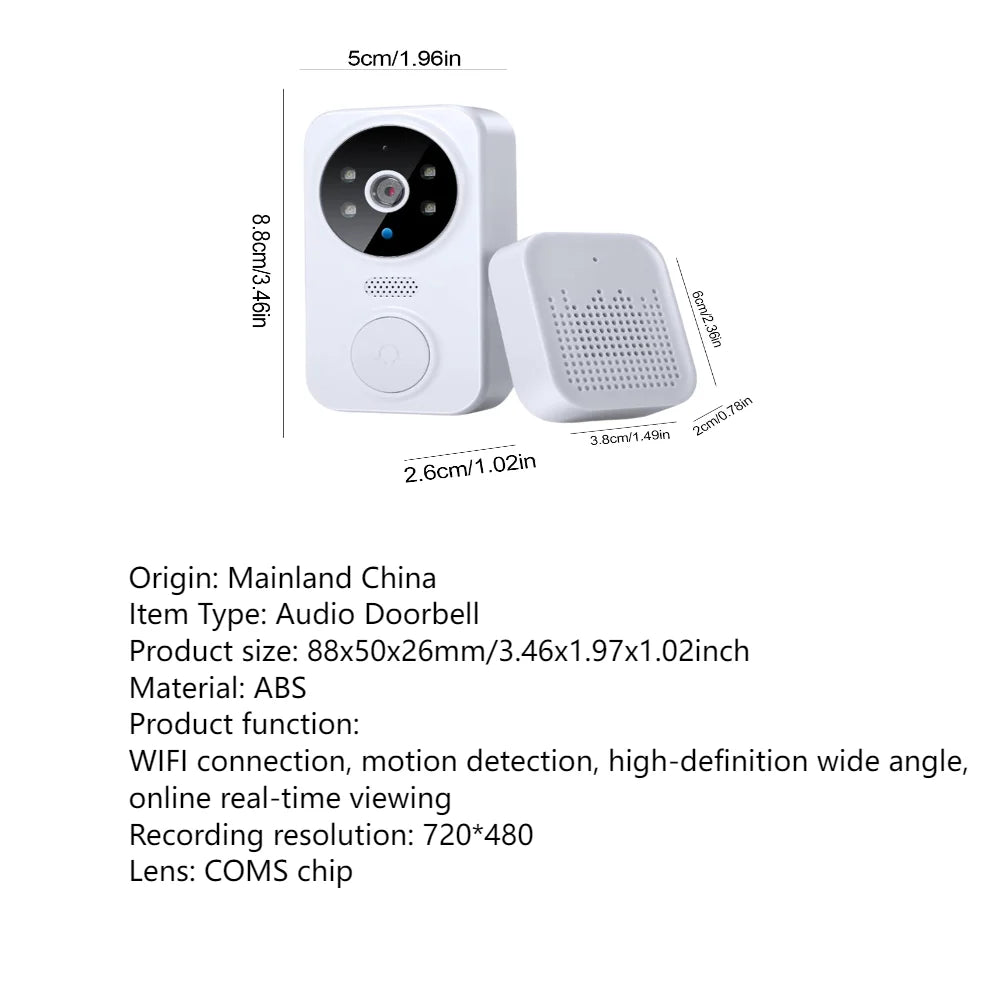 WiFi Smart Doorbell Camera With Two-Way Audio And NightVisionHDWithRemoteAccessAndMobileAlerts