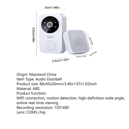 WiFi Smart Doorbell Camera With Two-Way Audio And NightVisionHDWithRemoteAccessAndMobileAlerts