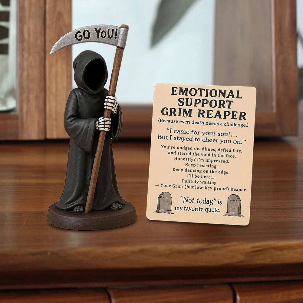 Grim Reaper Resin Figurine Handcrafted Emotional Support Cat CovenantedCompanionGothic