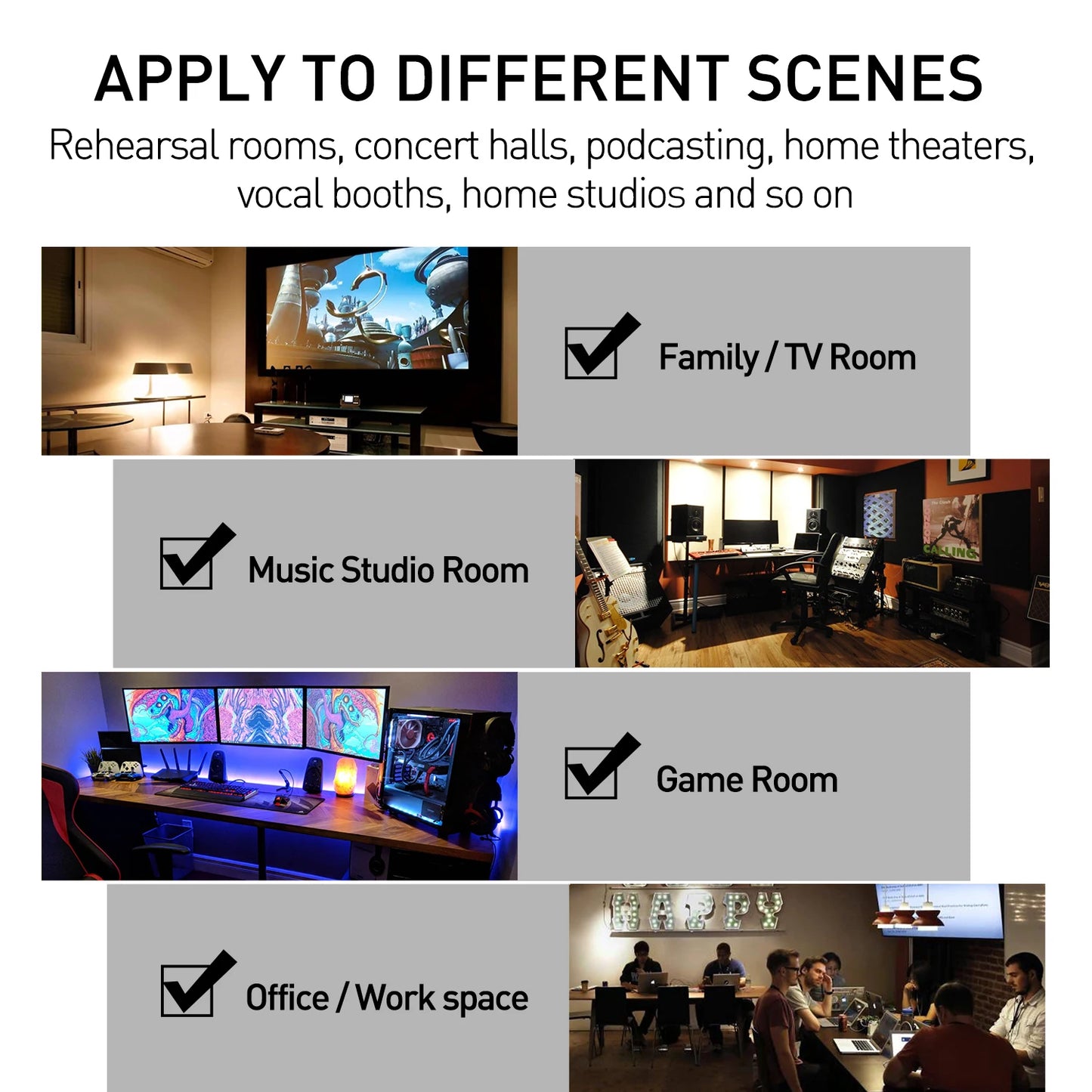 FOCUSOUNC Acoustic Foam Panels 52 Pack For Home Office