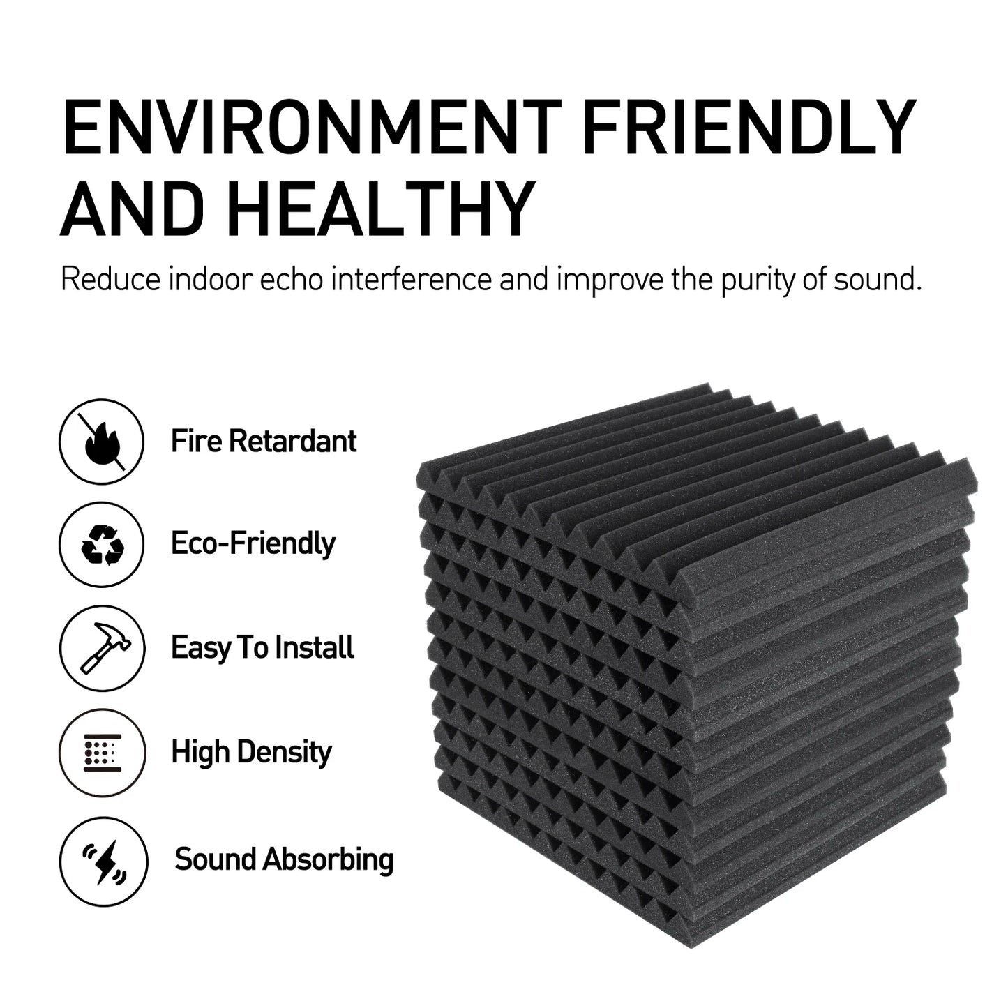 FOCUSOUNC Acoustic Foam Panels 52 Pack For Home Office