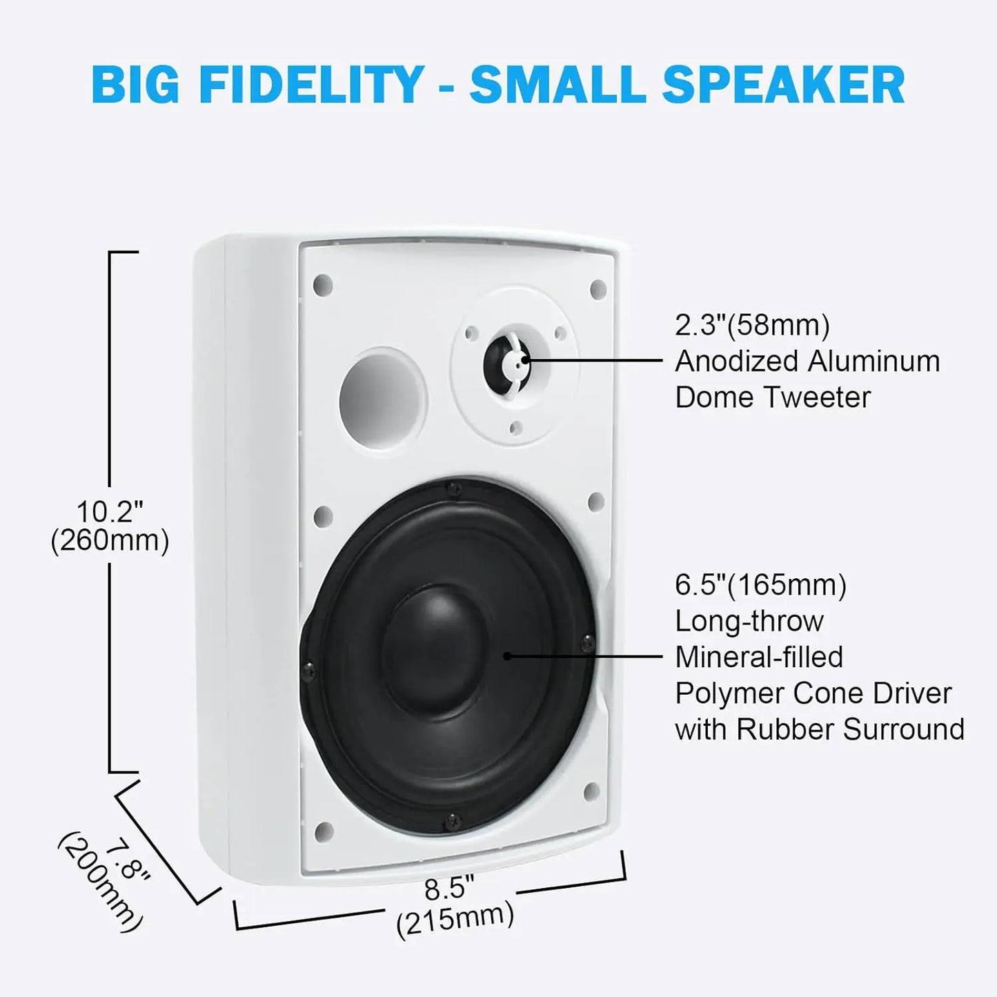 Herdio Outdoor Wired Waterproof Wall Mount Speakers Pair 400W