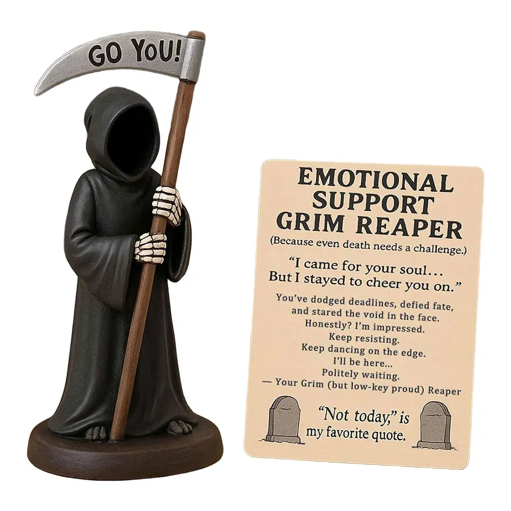 Grim Reaper Resin Figurine Handcrafted Emotional Support Cat CovenantedCompanionGothic