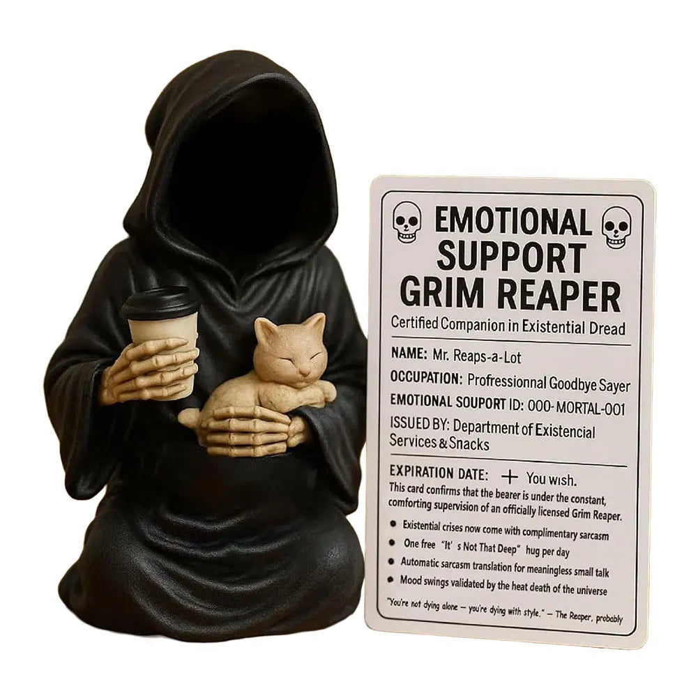 Grim Reaper Resin Figurine Handcrafted Emotional Support Cat CovenantedCompanionGothic