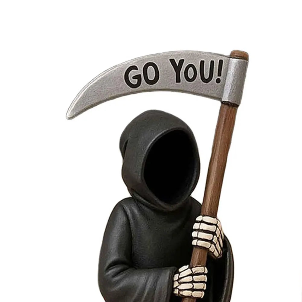 Grim Reaper Resin Figurine Handcrafted Emotional Support Cat CovenantedCompanionGothic