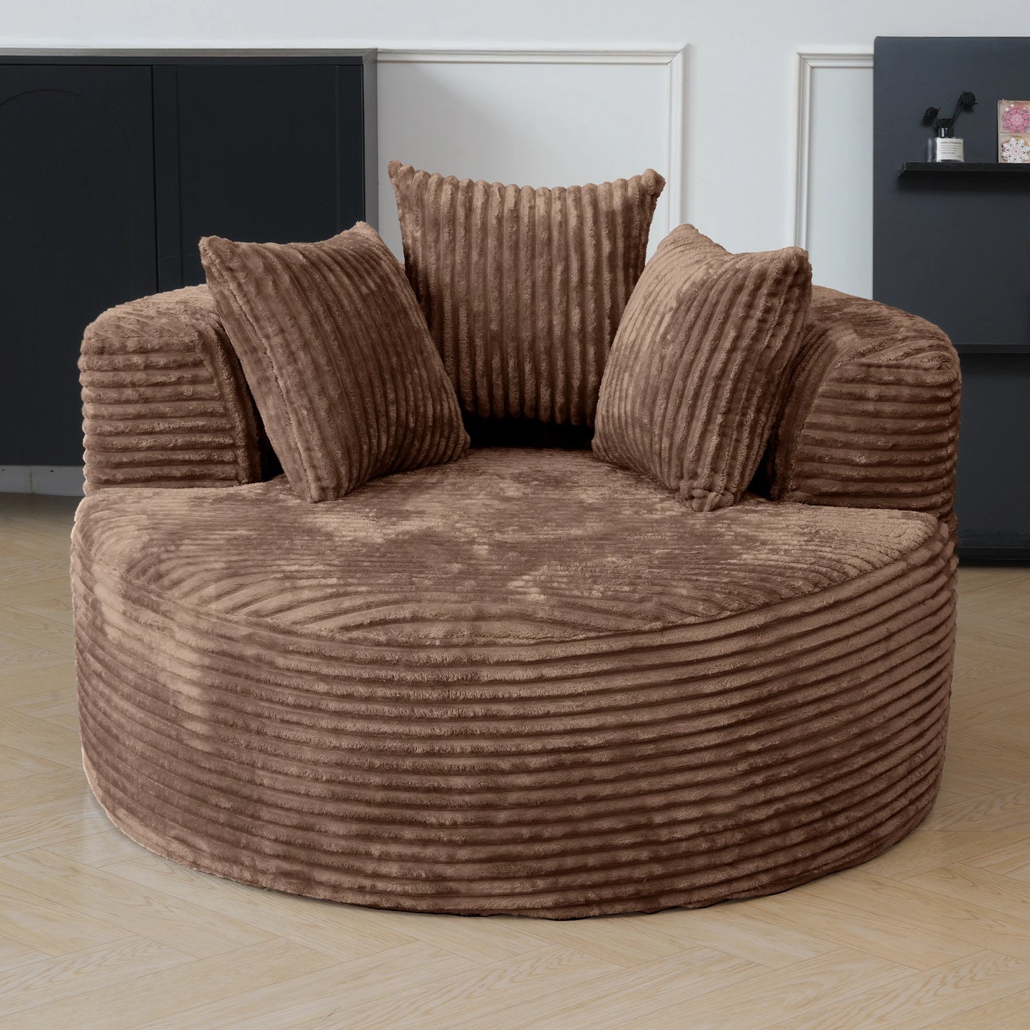 Sdorens Round Chair Lounge Chaise Plush Faux Fur
