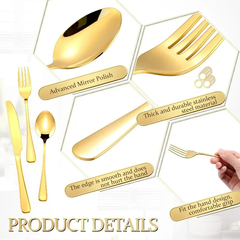 Stainless Steel Flatware Set For 60 Guests 300-Piece Premium Utensils