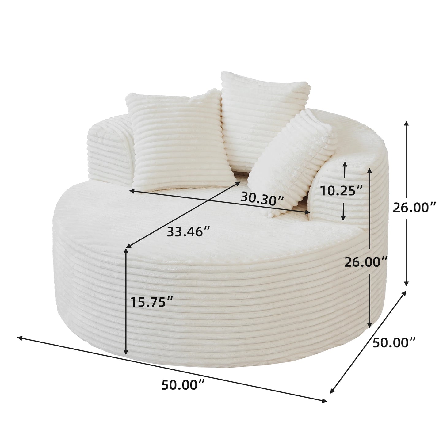 Sdorens Round Chair Lounge Chaise Plush Faux Fur