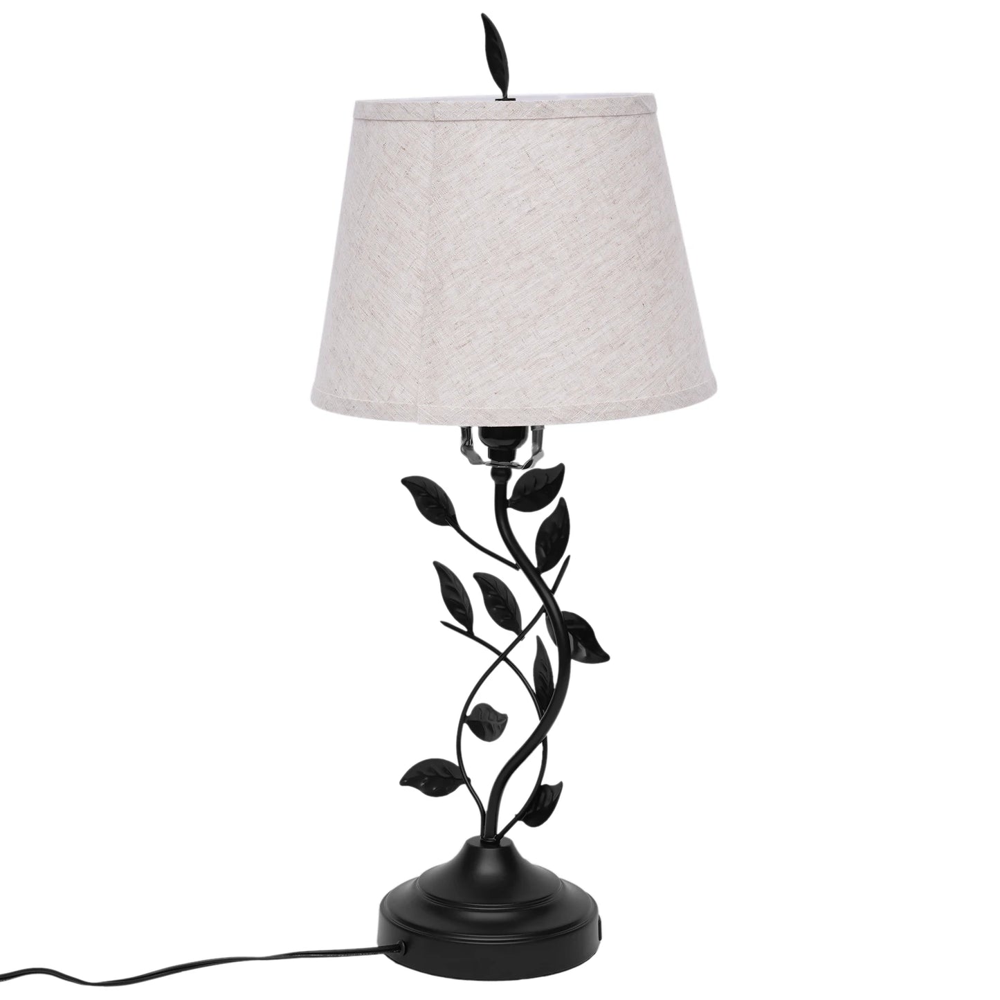 Table Lamp With Dual USB Ports, Iron And Linen Finish, Eye Friendly Soft Light For Nursery Bedroom Living Room