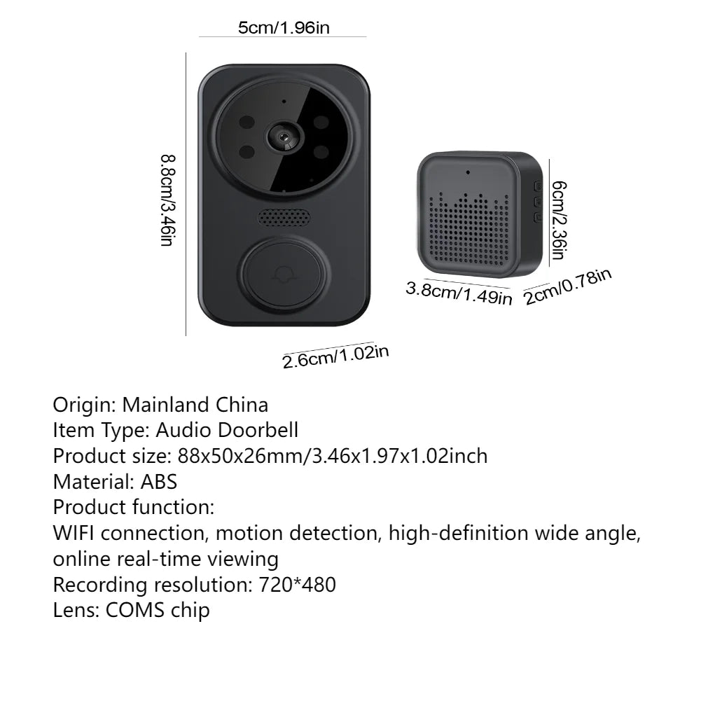 WiFi Smart Doorbell Camera With Two-Way Audio And NightVisionHDWithRemoteAccessAndMobileAlerts