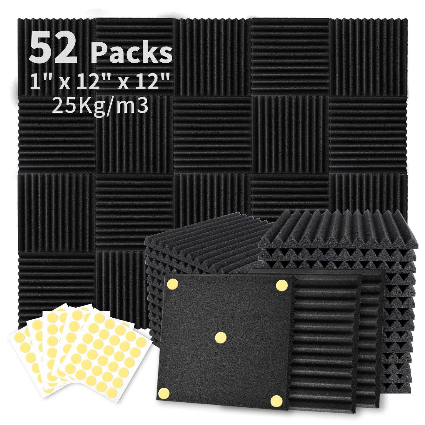 FOCUSOUNC Acoustic Foam Panels 52 Pack For Home Office