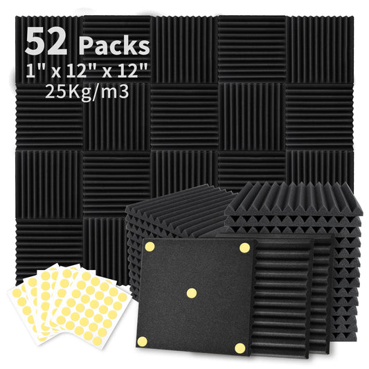 FOCUSOUNC Acoustic Foam Panels 52 Pack For Home Office