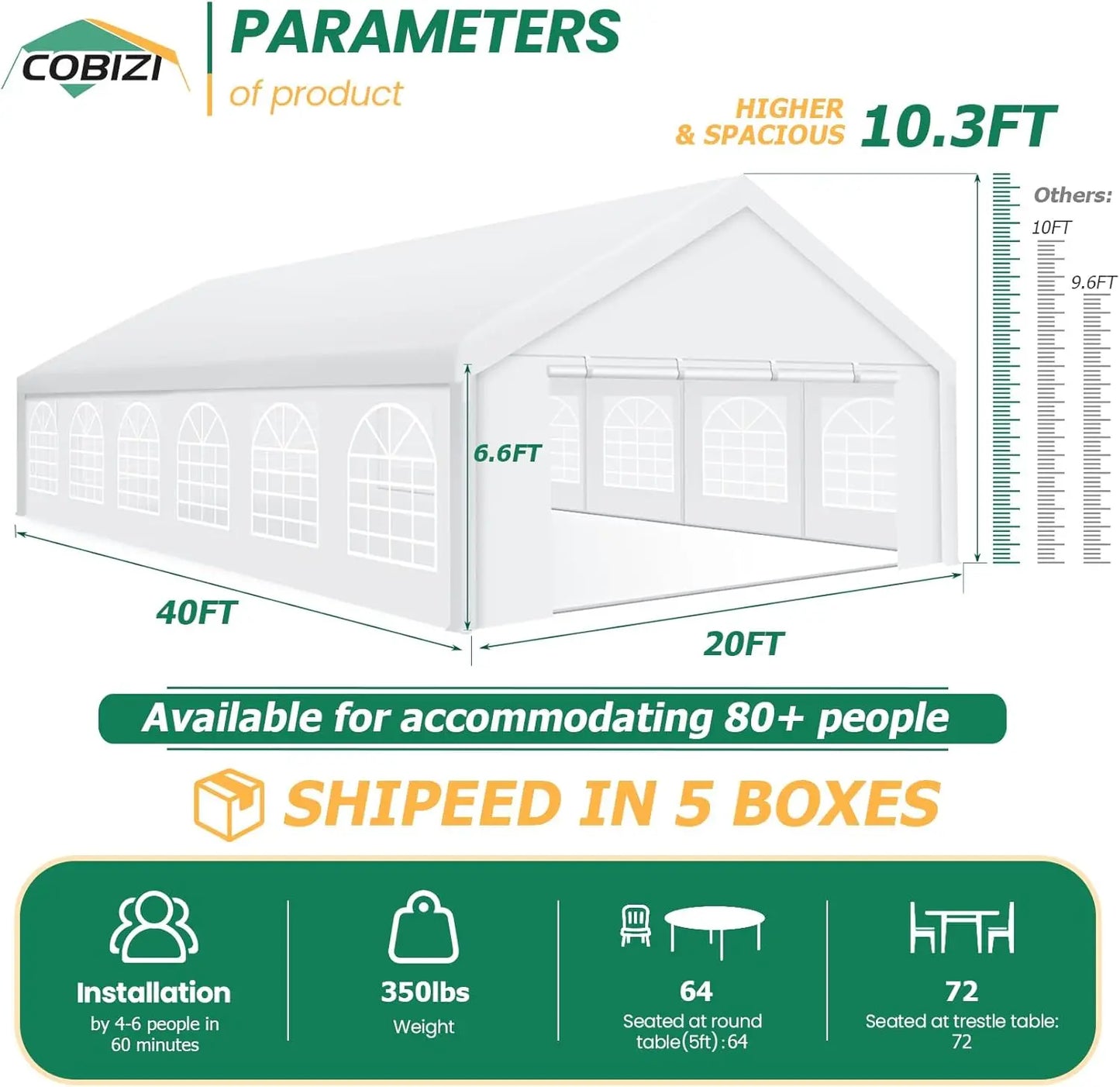 Heavy Duty Galvanized Party Tent With Removable Sidewalls
